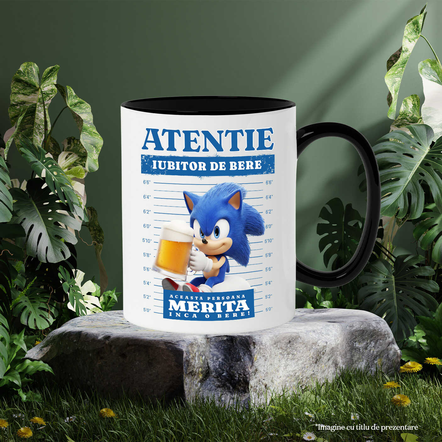 Cana Cu Cadou Sonic si Bere – Super Rapid si Distractiv Ceramica, 330ML, cu Maner Negru [2]