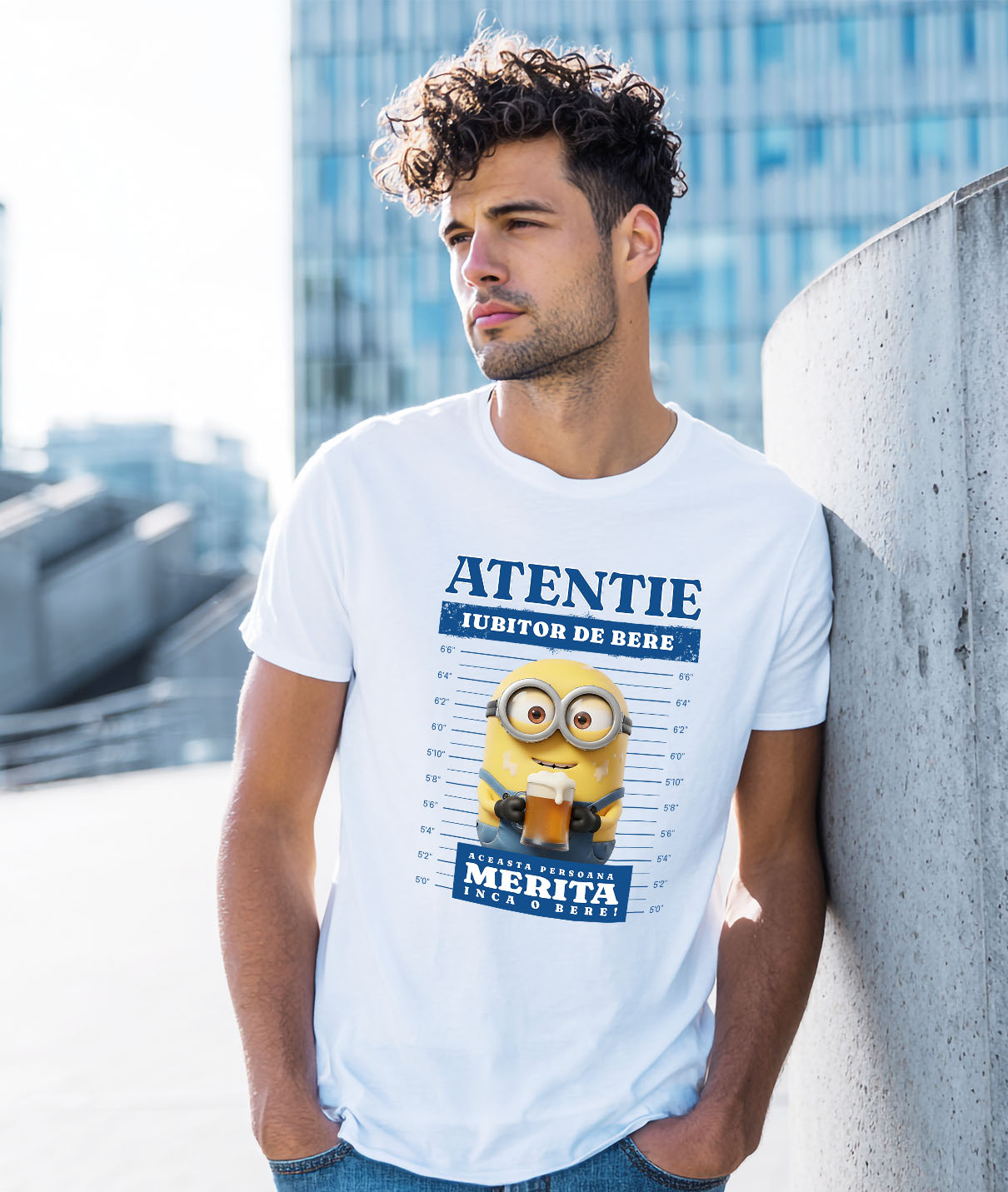 Tricou Barbati cu Cadou Minions si Bere – Zâmbete și Aventuri în Pachet 100% Bumbac, Alb, L [1]
