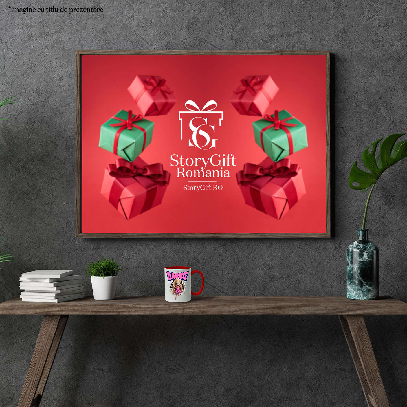 Cana Cu Barbie - Cadru de Poveste pentru Fanii Magiei Ceramica, 330ML, cu Maner Rosu [3]