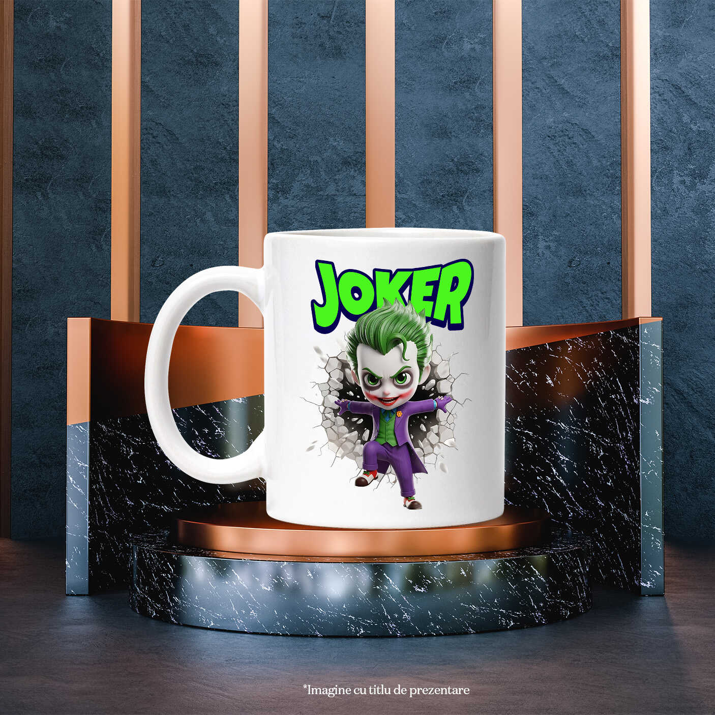 Cana Cu Joker - Povestea unui Războinic al Haosului în Cadru Ceramica, 330ML, cu Maner Alb [2]