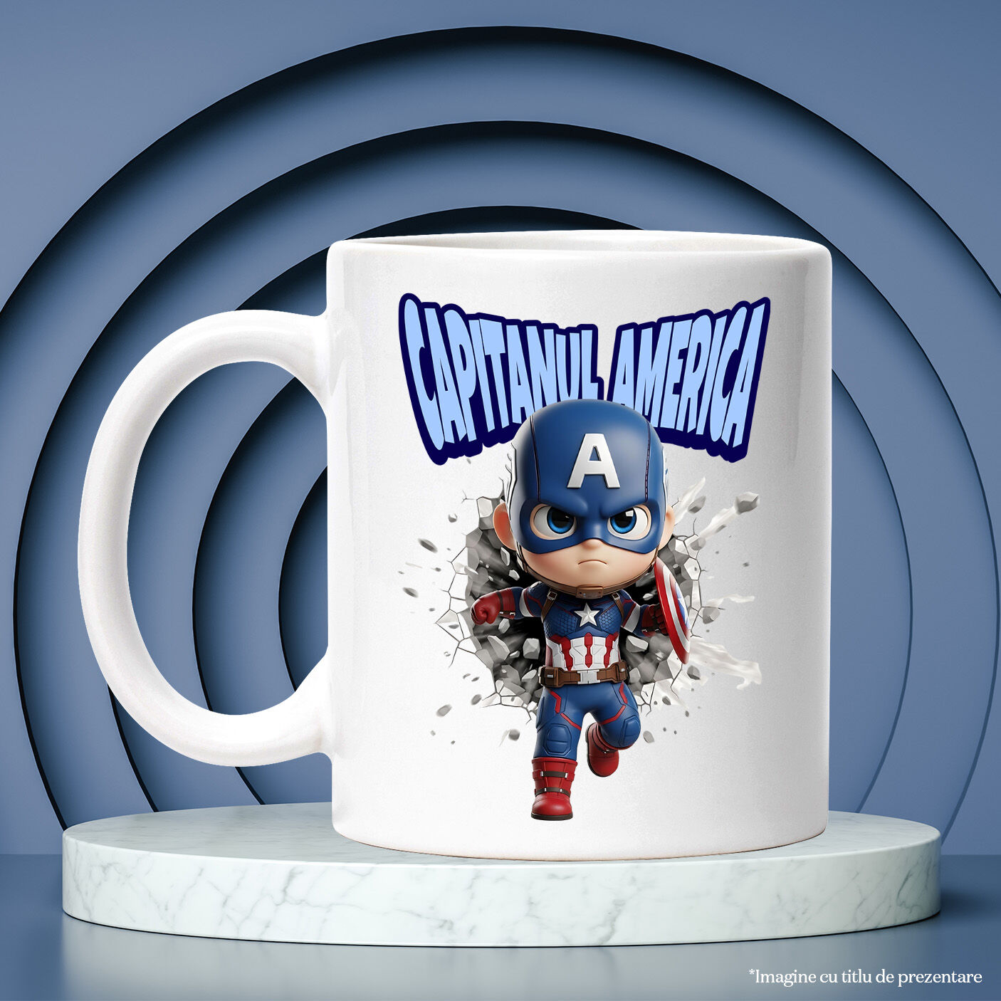 Cana Cu Cadru Memorabil Captain America Ceramica, 330ML, cu Maner Alb [2]