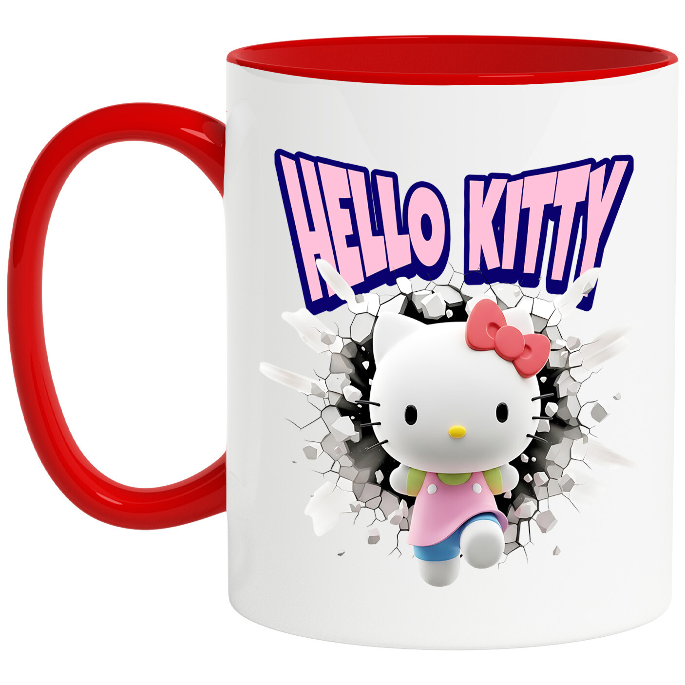 Căni - Cana Cu Hello Kitty: Cadru Plin de Poveste Ceramica, 330ML, cu Maner Rosu