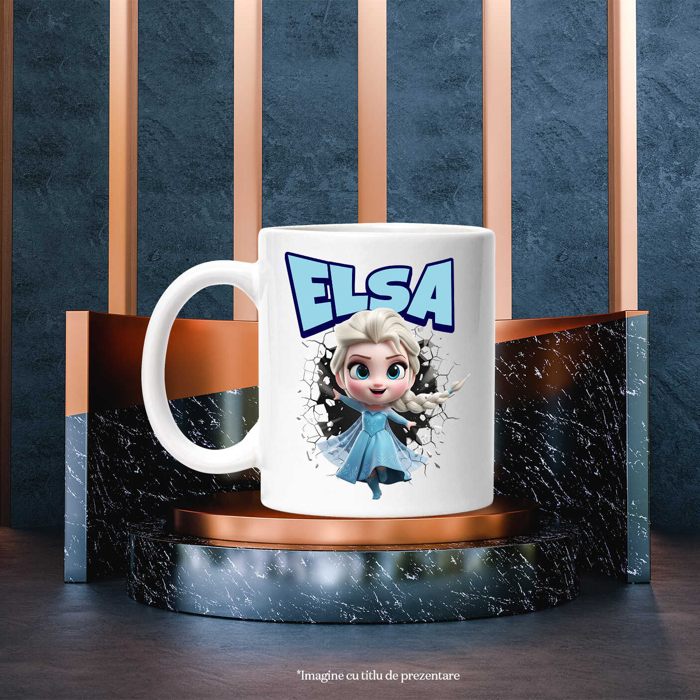 Cana Cu Cadru de Poveste cu Elsa Magia Ghetii Ceramica, 330ML, cu Maner Alb [2]