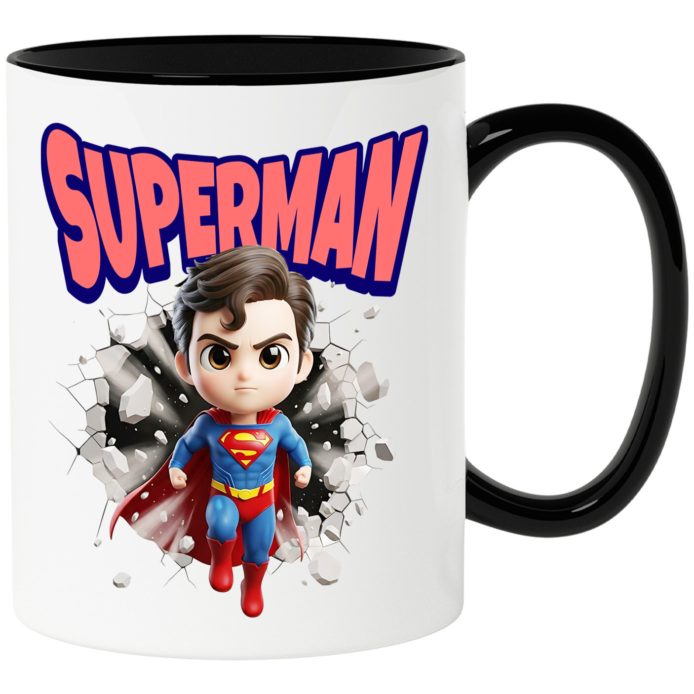 Desene Animate - Cana Cu Superman Magie si Poveste Intr-un Cadru Ceramica, 330ML, cu Maner Negru