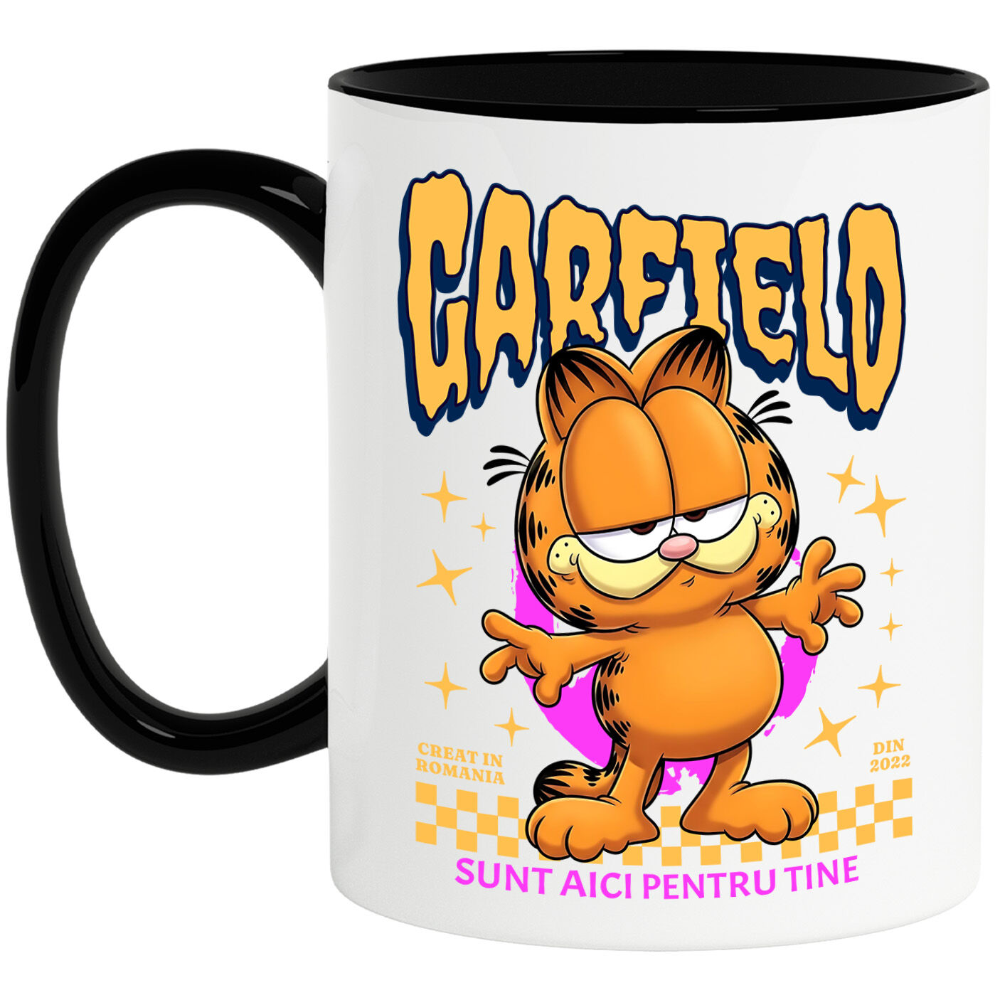 Desene Animate - Cana Cu Garfield Poveste Electrizanta Disney Ceramica, 330ML, cu Maner Negru