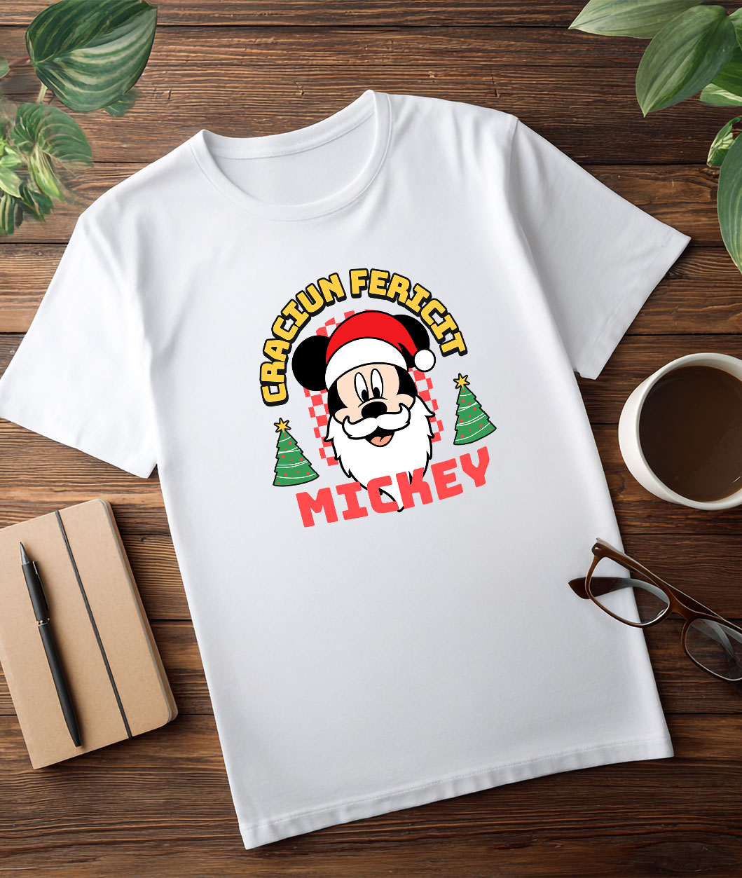 Tricou Barbati cu Mickey Mouse Cadru Plin de Magie de Craciun 100% Bumbac, Alb, L [2]