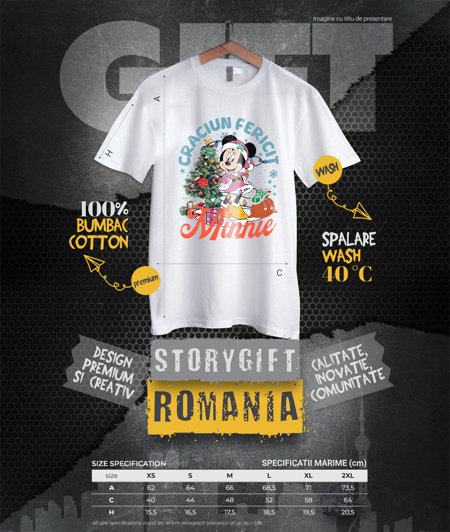 Tricou Femei cu Mickey Mouse Sarbatori Disney 100% Bumbac, Alb, M [3]