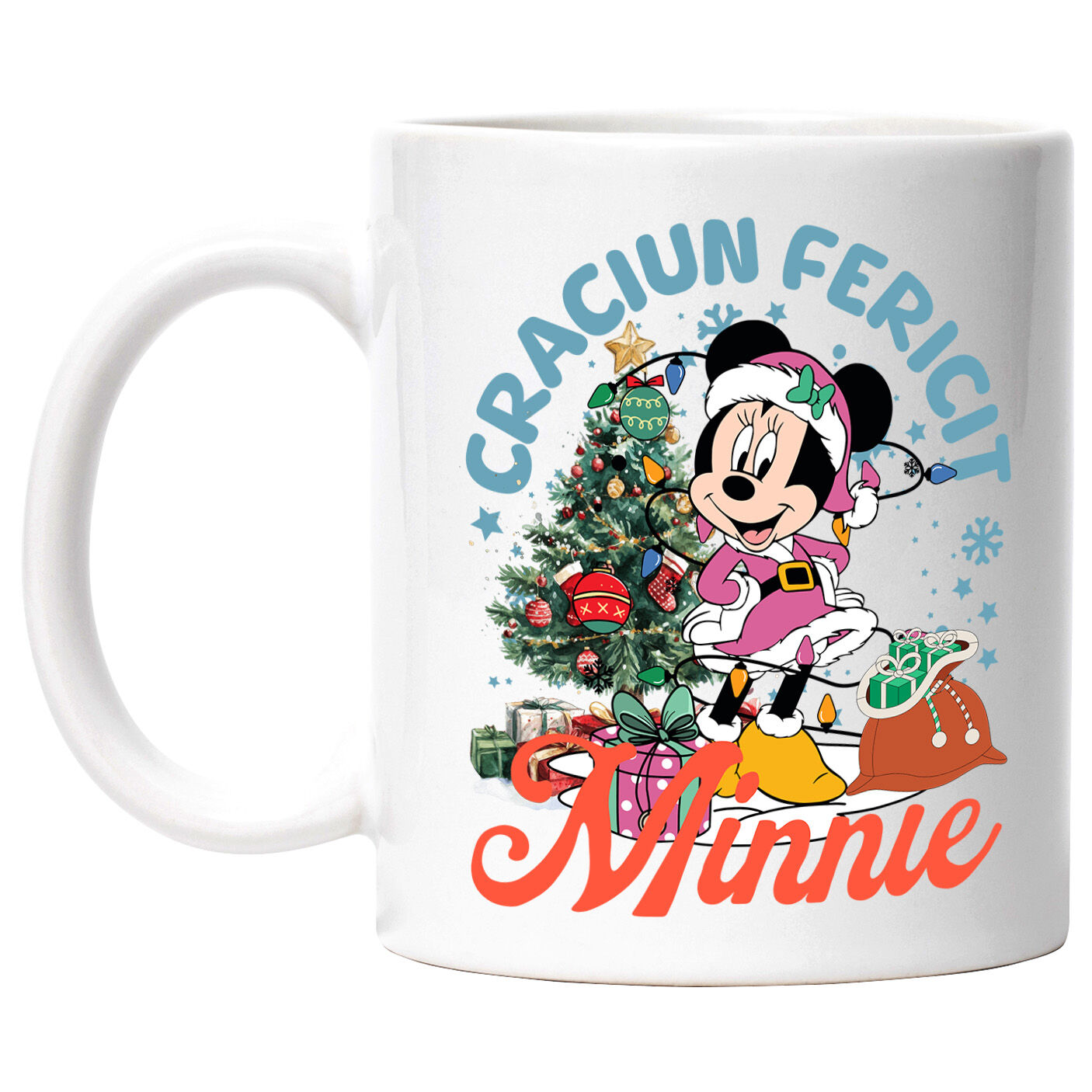 Craciun - Cana Cu Mickey Mouse Sarbatori Disney Ceramica, 330ML, cu Maner Alb