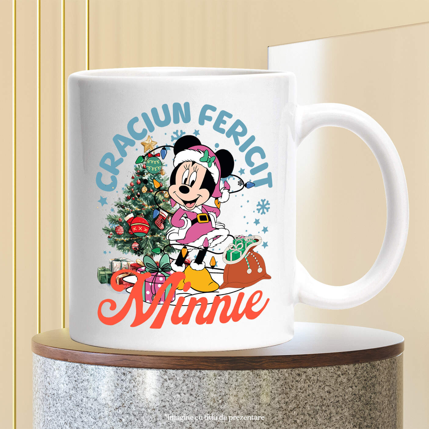 Cana Cu Mickey Mouse Sarbatori Disney Ceramica, 330ML, cu Maner Alb [2]