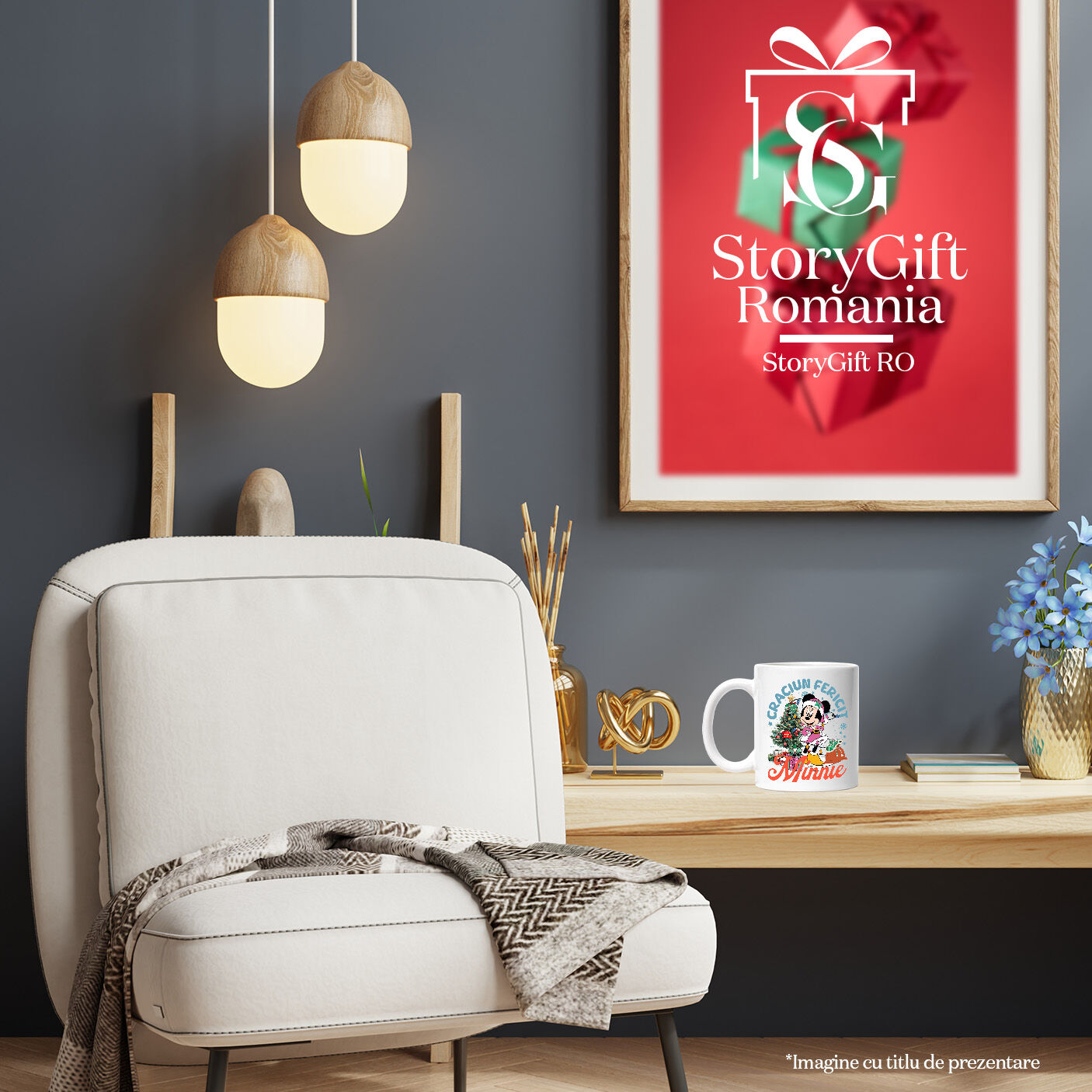 Cana Cu Mickey Mouse Sarbatori Disney Ceramica, 330ML, cu Maner Alb [3]