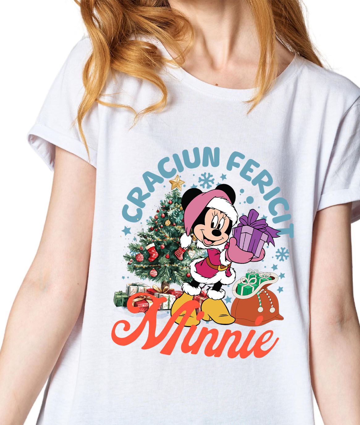 Tricou Femei cu Aventuri de Craciun cu Mickey Mouse 100% Bumbac, Alb, L [1]