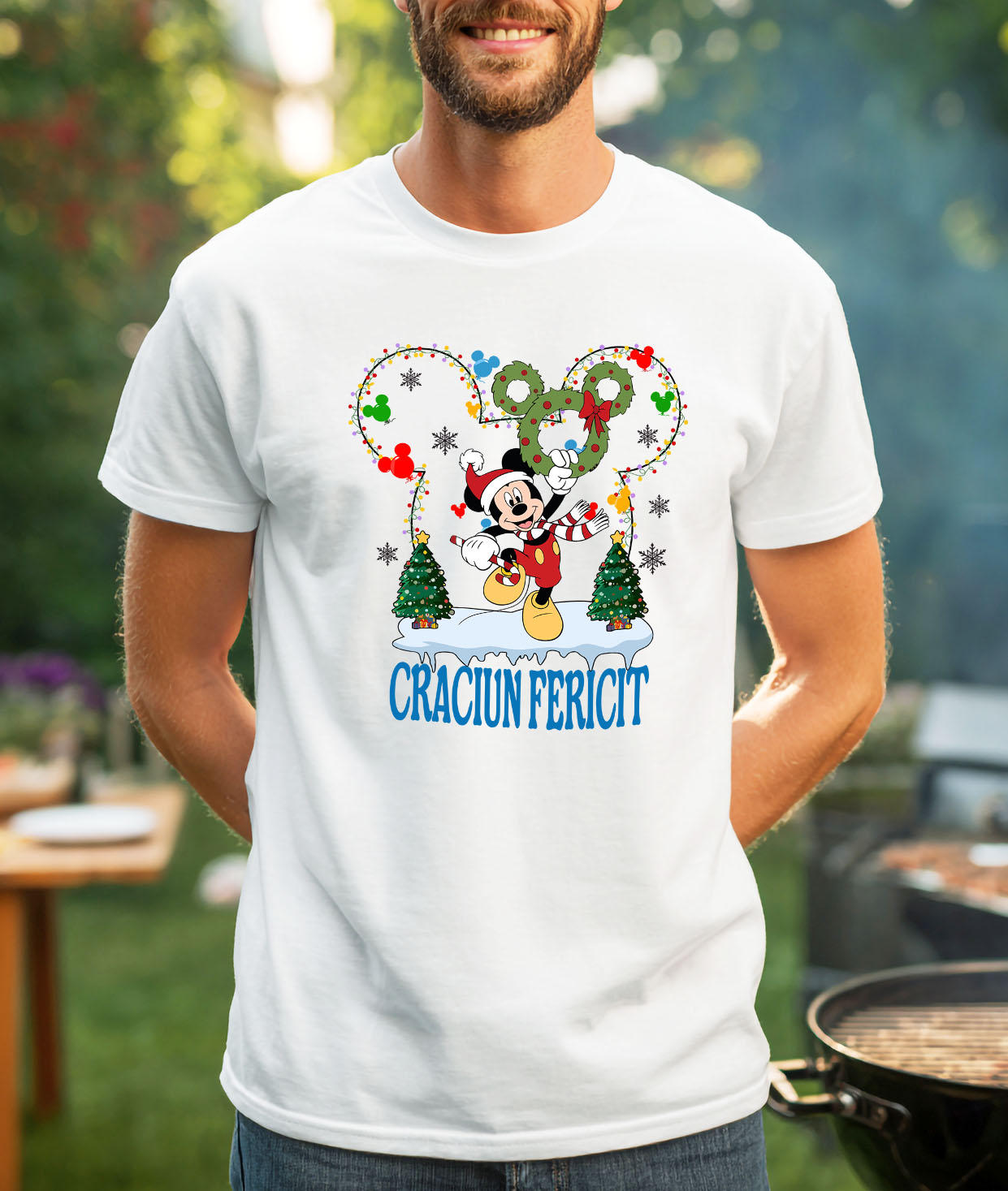 Tricou Barbati cu Mickey Mouse Magie si Sarbatoare 100% Bumbac, Alb, L [1]