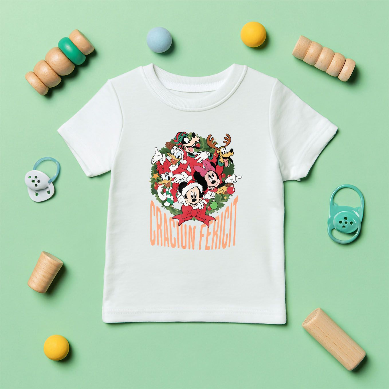 Tricou Copii cu Mickey Mouse Rasete si Magie de Craciun 100% Bumbac, Alb, 10 Ani [4]