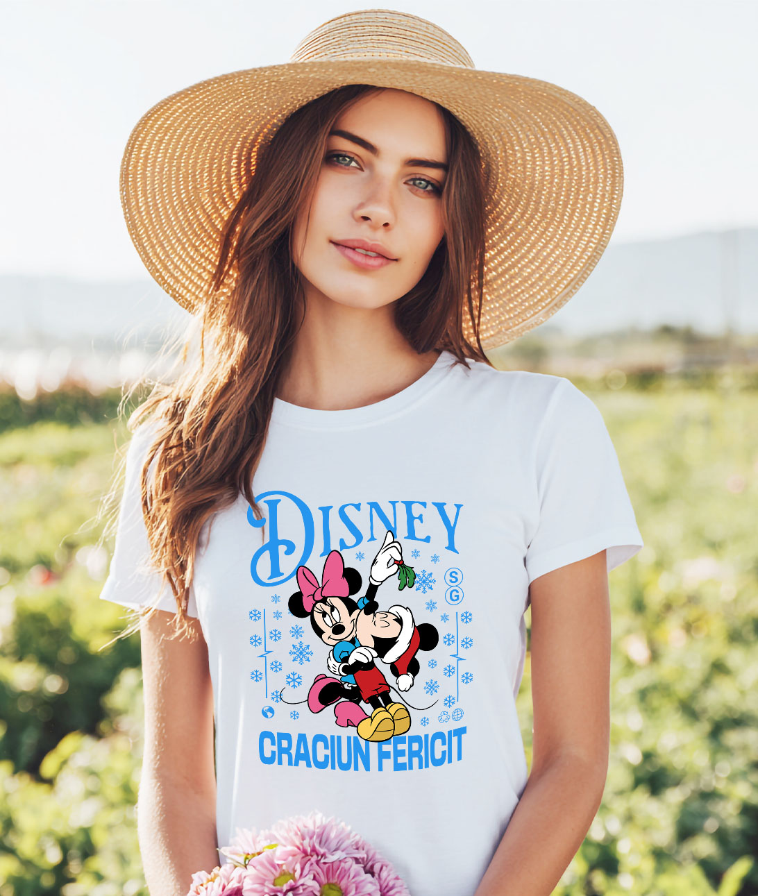 Tricou Femei cu Minnie si Mickey Magie de Craciun 100% Bumbac, Alb, S [1]