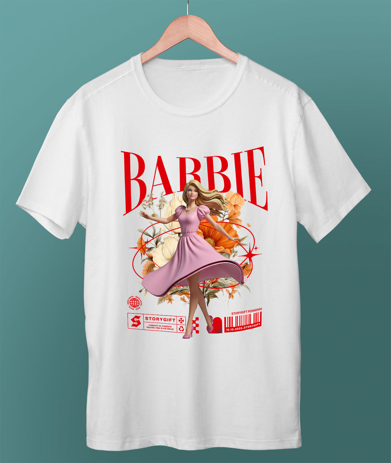 Tricou Femei cu Barbie - Flori Magice din Lumea Disney 100% Bumbac, Alb, M [2]