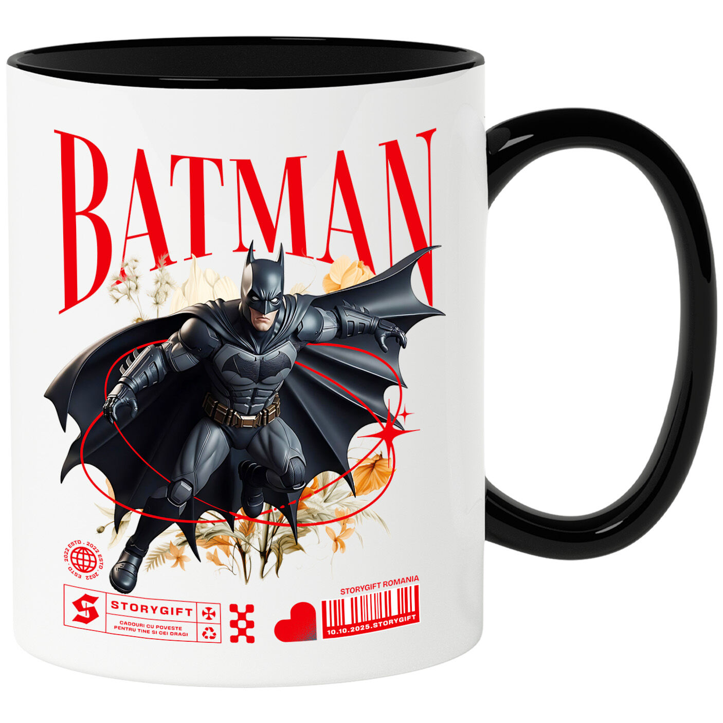 Desene Animate - Cana Cu Batman și Magia Florilor Disney Ceramica, 330ML, cu Maner Negru