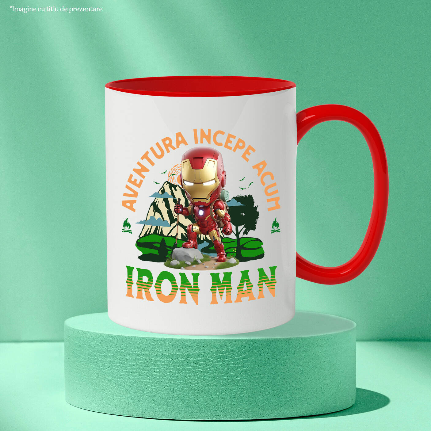 Cana Cu Aventuri în Natură cu Iron Man din Lumea Disney Ceramica, 330ML, cu Maner Rosu [2]
