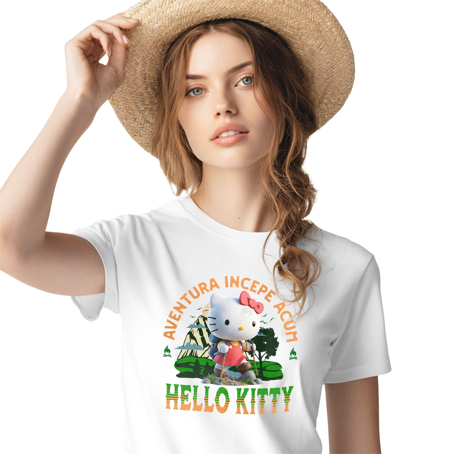 Calatorie - Tricou Femei cu Hello Kitty - Drumeție Pline de Răsfăț cu Disney 100% Bumbac, Alb, S