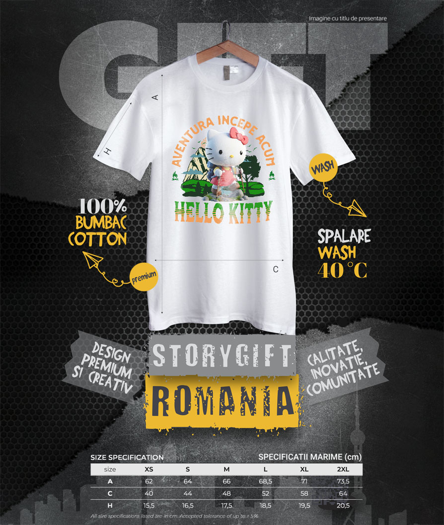 Tricou Femei cu Hello Kitty - Drumeție Pline de Răsfăț cu Disney 100% Bumbac, Alb, S [3]