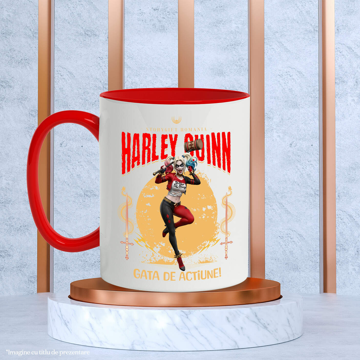 Cana Cu Harley Quinn - Magie și Haos În Acțiune cu Disney Ceramica, 330ML, cu Maner Rosu [2]