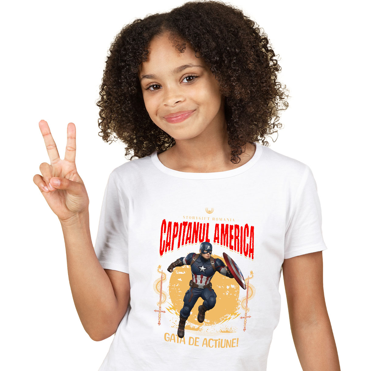 Tricou Copii cu Captain America - Drumeție cu Spirit de Erou și Magie Disney 100% Bumbac, Alb, 12 Ani [1]
