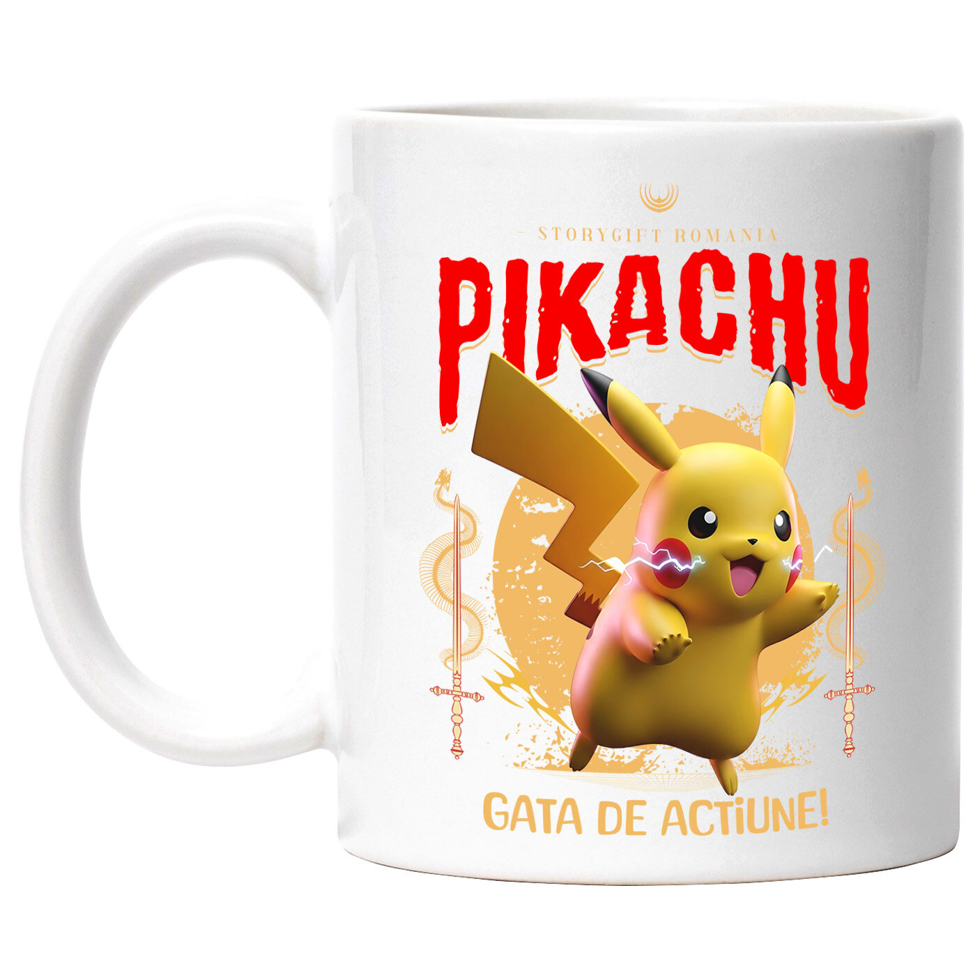 Desene Animate - Cana Cu Pikachu - Aventuri Electrizante în Lumea Disney Ceramica, 330ML, cu Maner Alb