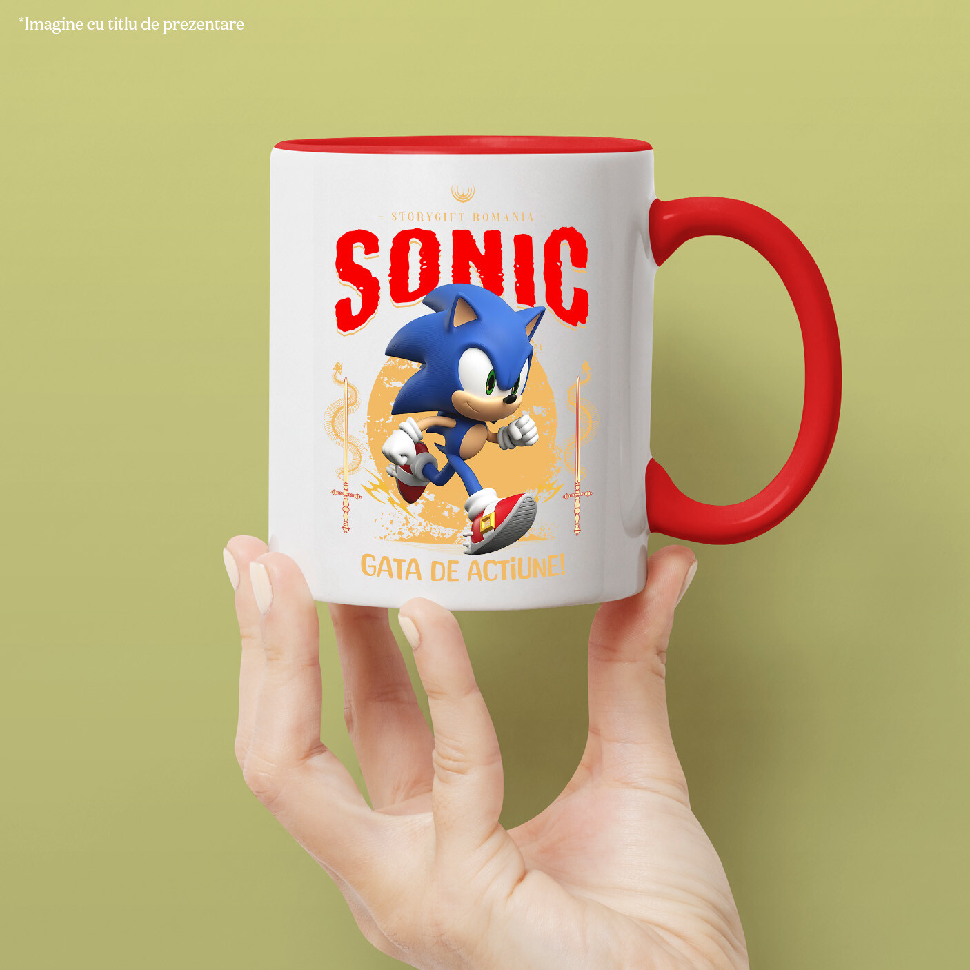 Cana Cu Sonic - Disney în Acțiune: Viteză și Magie Ceramica, 330ML, cu Maner Rosu [1]