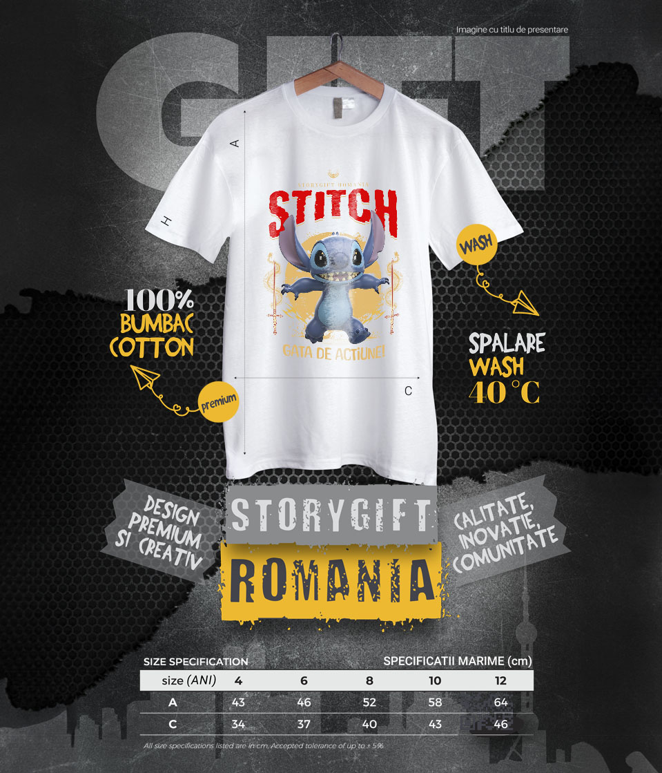 Tricou Copii cu Stitch - Călătorie Plină de Zâmbete și Magie Disney 100% Bumbac, Alb, 12 Ani [5]