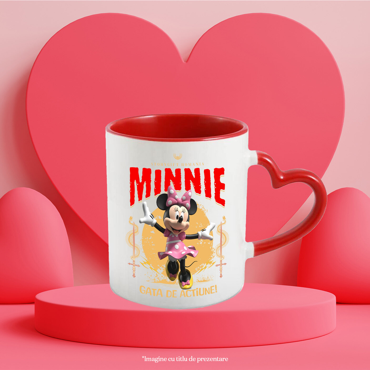 Cana Cu Minnie Mouse - Împreună cu Disney în Aventuri Fermecate Ceramica, 330ML, cu Maner Inima Rosie [2]