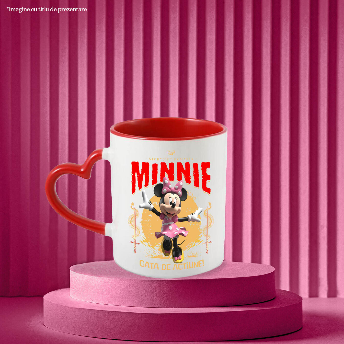 Cana Cu Minnie Mouse - Împreună cu Disney în Aventuri Fermecate Ceramica, 330ML, cu Maner Inima Rosie [1]