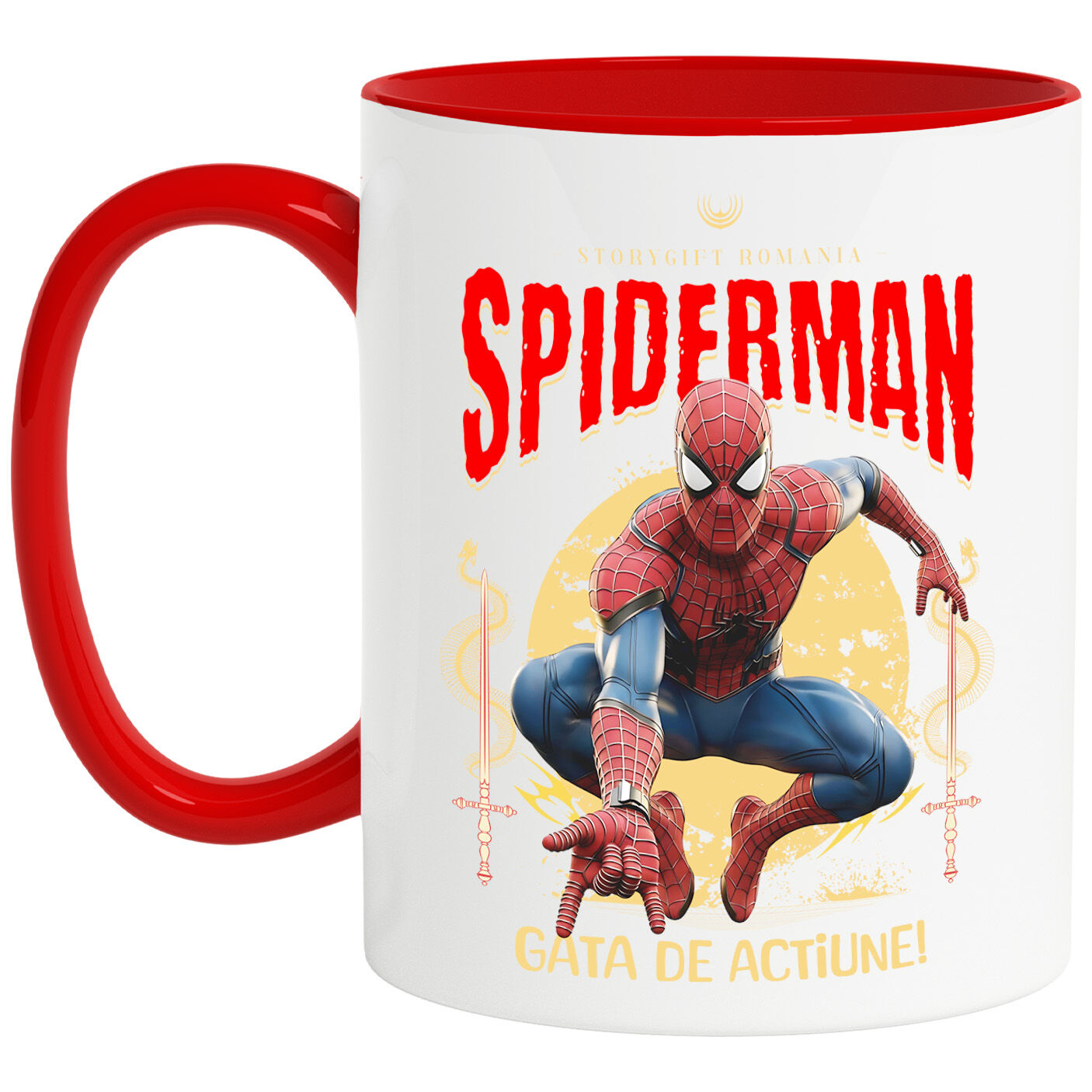Desene Animate - Cana Cu Spiderman Disney – Lupta pentru Dreptate Ceramica, 330ML, cu Maner Rosu
