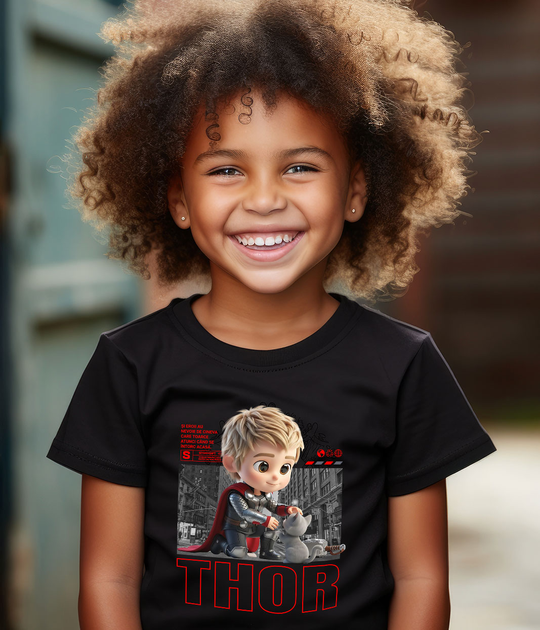 Tricou Copii cu Thor si Pisicuta – Aventura Legendară 100% Bumbac, Negru, 10 Ani [3]