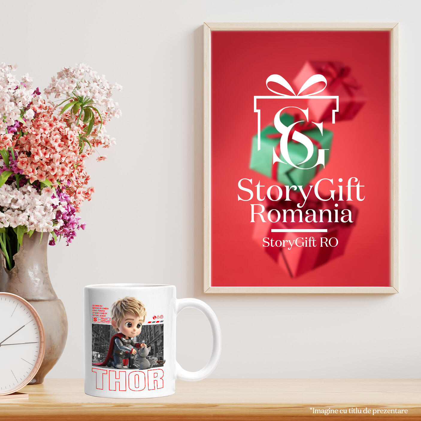 Cana Cu Thor si Pisicuta – Aventura Legendară Ceramica, 330ML, cu Maner Alb [3]