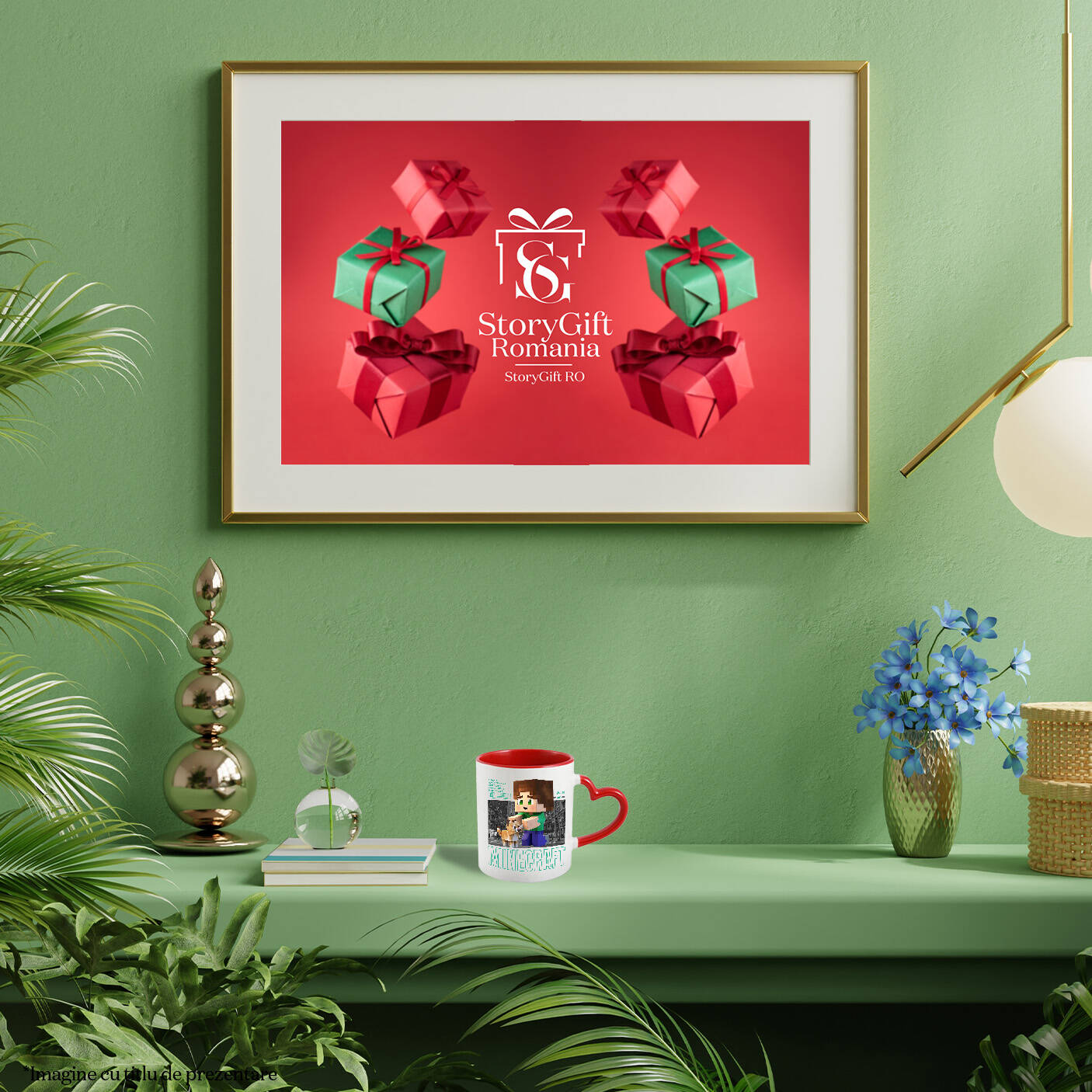 Cana Cu Minecraft si Pisicuta – Echipa de Constructie Ceramica, 330ML, cu Maner Inima Rosie [3]