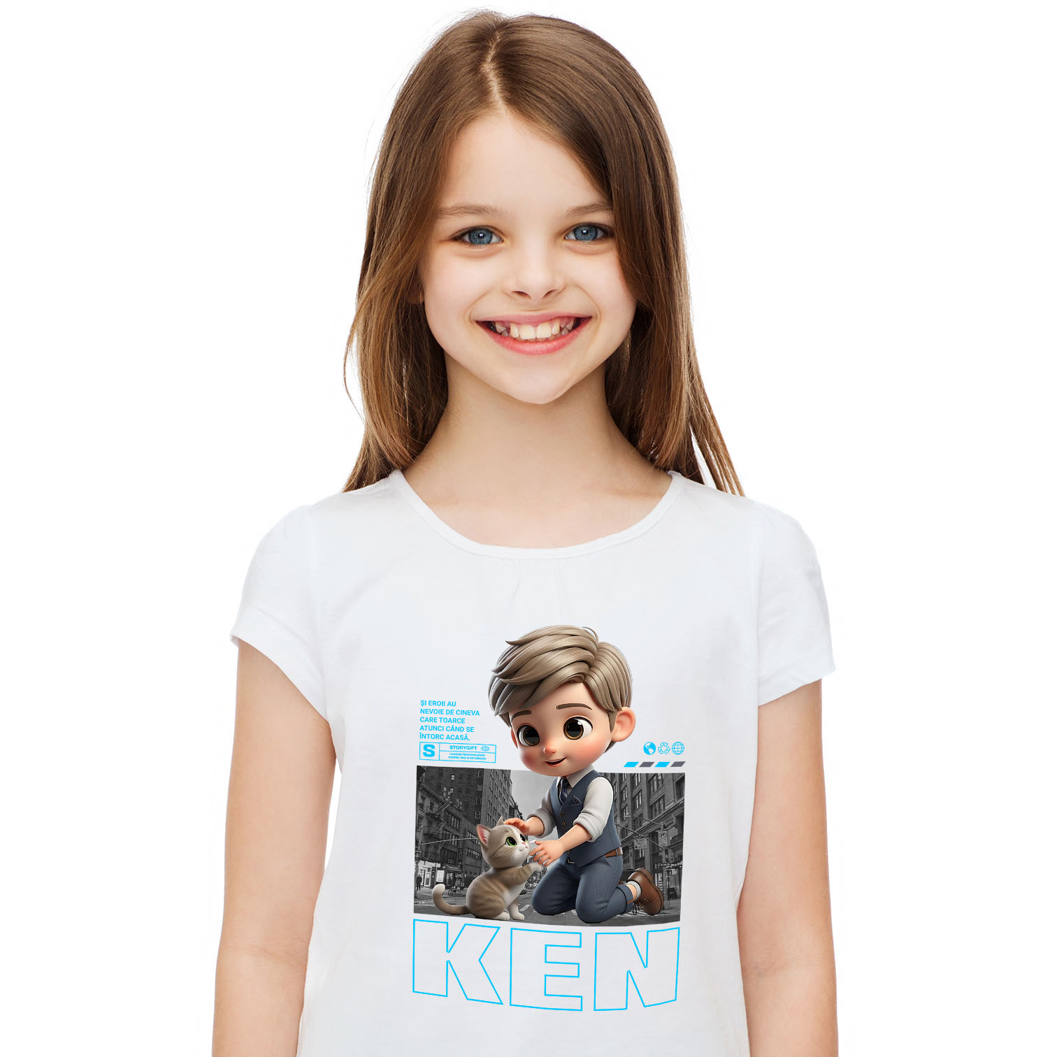 Tricou Copii cu Ken – Misiune alaturi de Pisicuta 100% Bumbac, Alb, 10 Ani [1]