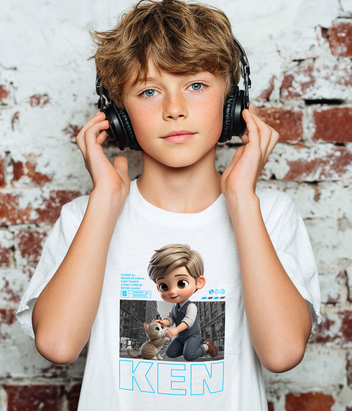 Tricou Copii cu Ken – Misiune alaturi de Pisicuta 100% Bumbac, Alb, 10 Ani [2]
