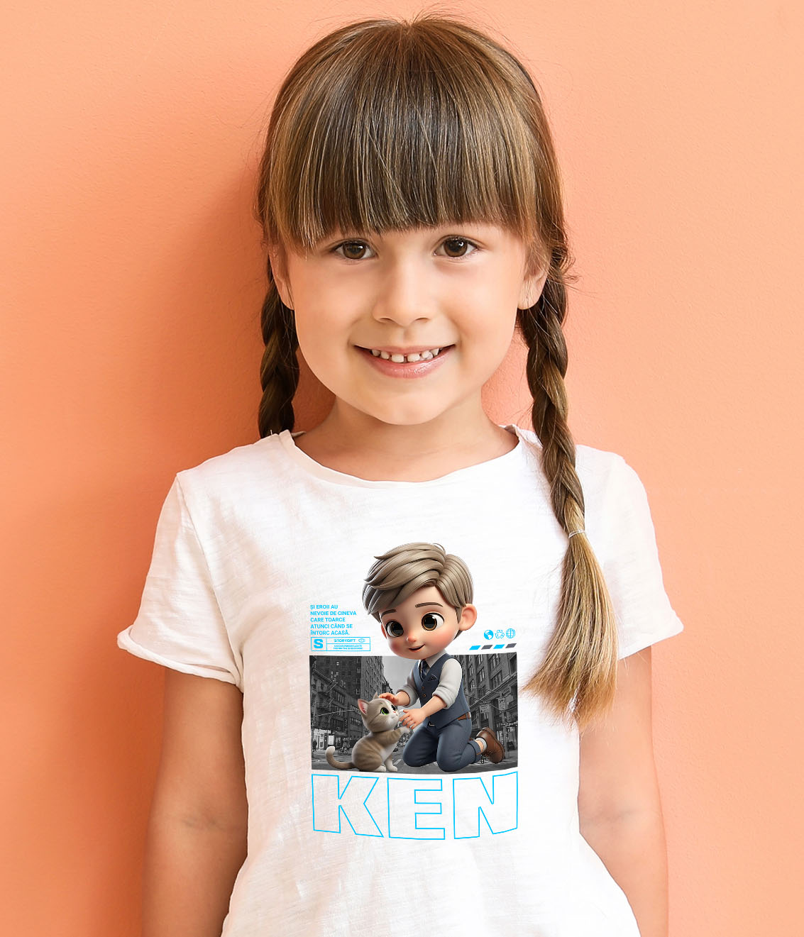 Tricou Copii cu Ken – Misiune alaturi de Pisicuta 100% Bumbac, Alb, 10 Ani [3]