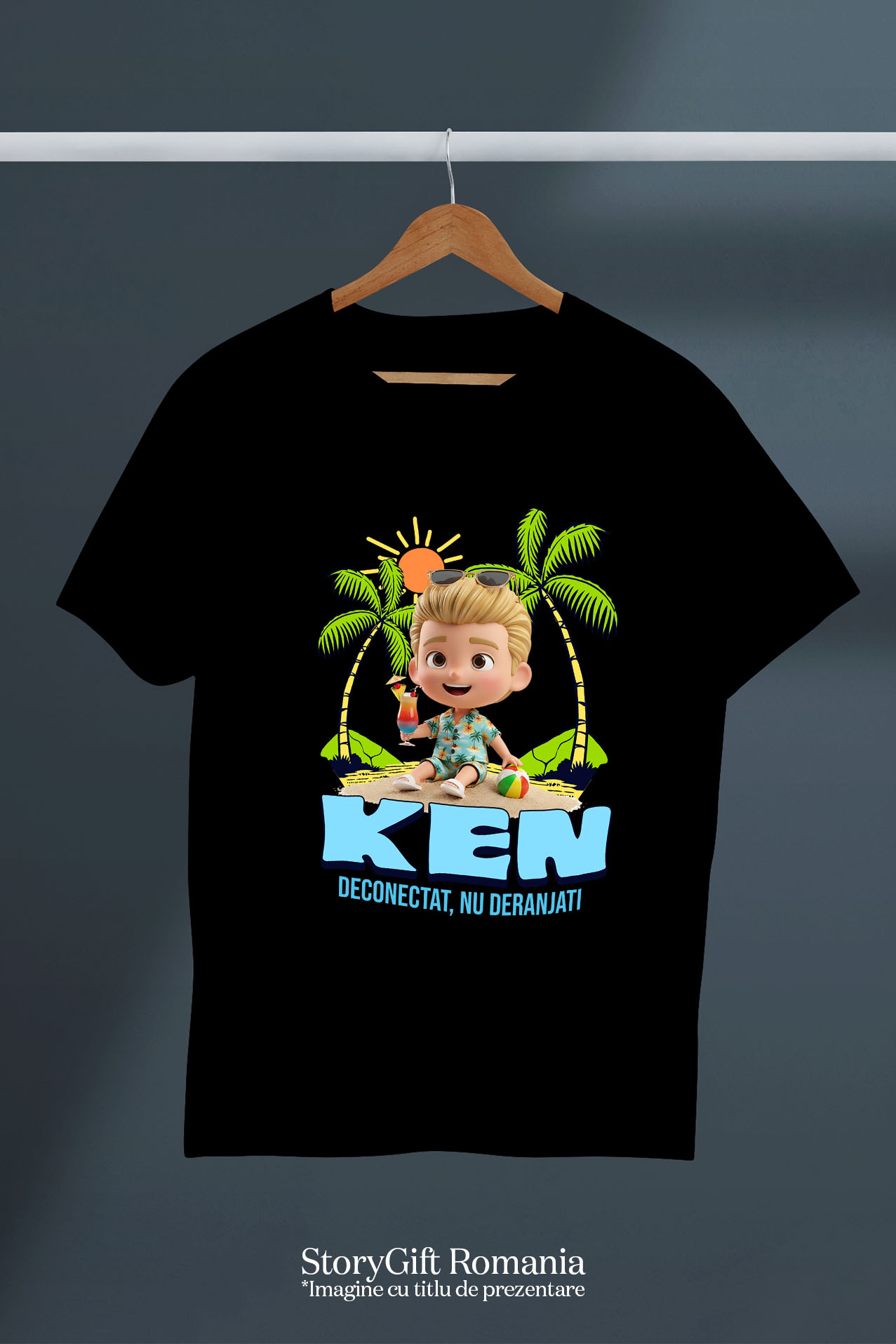 Tricou Copii cu Aventuri la Mare cu Ken 100% Bumbac, Negru, 8 Ani [4]