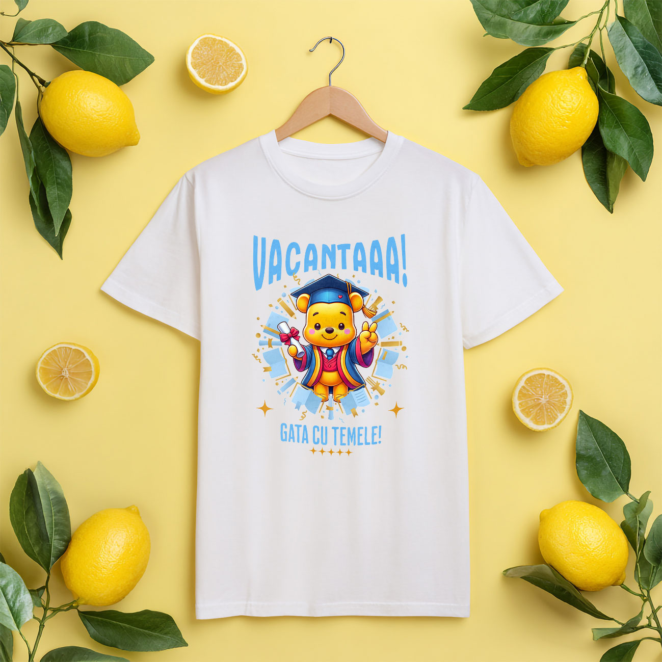 Tricou Copii cu Vacanta de Neuitat cu Winnie si Diplome 100% Bumbac, Alb, 10 Ani [4]