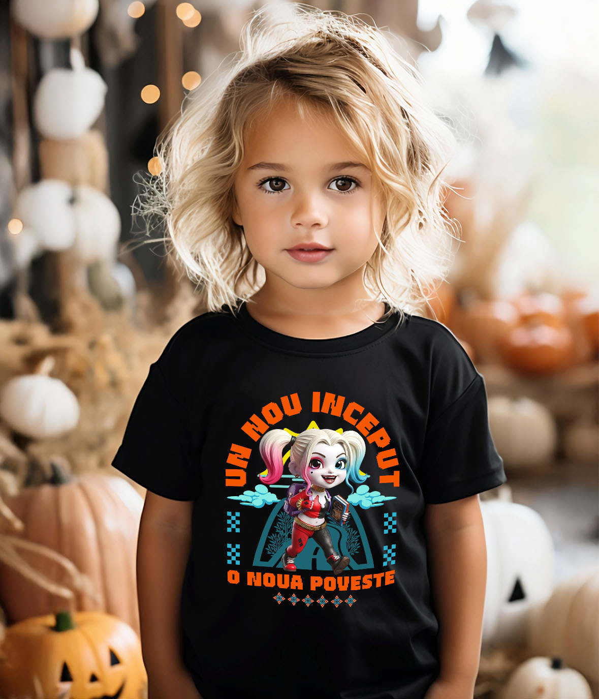 Tricou Copii cu Harley Quinn – Primii Pași Spre Cunoaștere 100% Bumbac, Negru, 12 Ani [2]