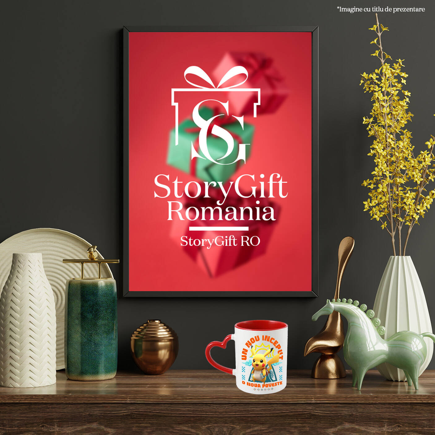 Cana Cu Cu Pikachu, Cărți Și Aventuri Pe Drumul Creșterii Ceramica, 330ML, cu Maner Inima Rosie [3]