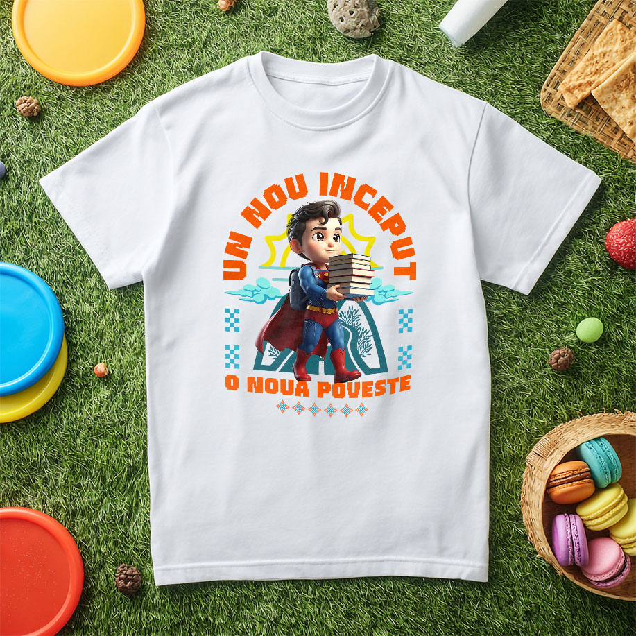 Tricou Copii cu Spiderman – Primii Pași Spre Cunoaștere Cu Superputeri 100% Bumbac, Alb, 8 Ani [4]