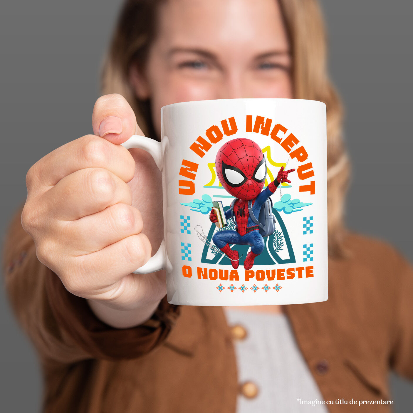 Cana Cu Cu Superman, Cărți Care Te Ridică La Primii Pași Ceramica, 330ML, cu Maner Alb [1]