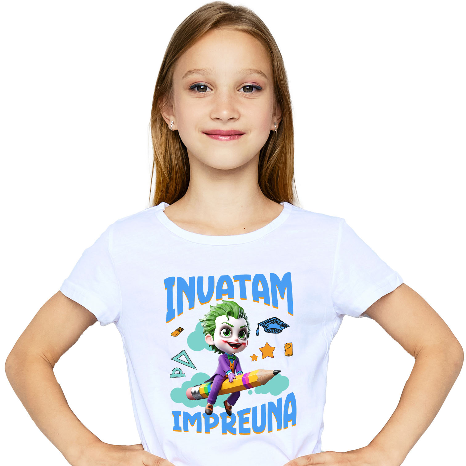 Tricou Copii cu Joker – Invata prin Joaca 100% Bumbac, Alb, 10 Ani [1]
