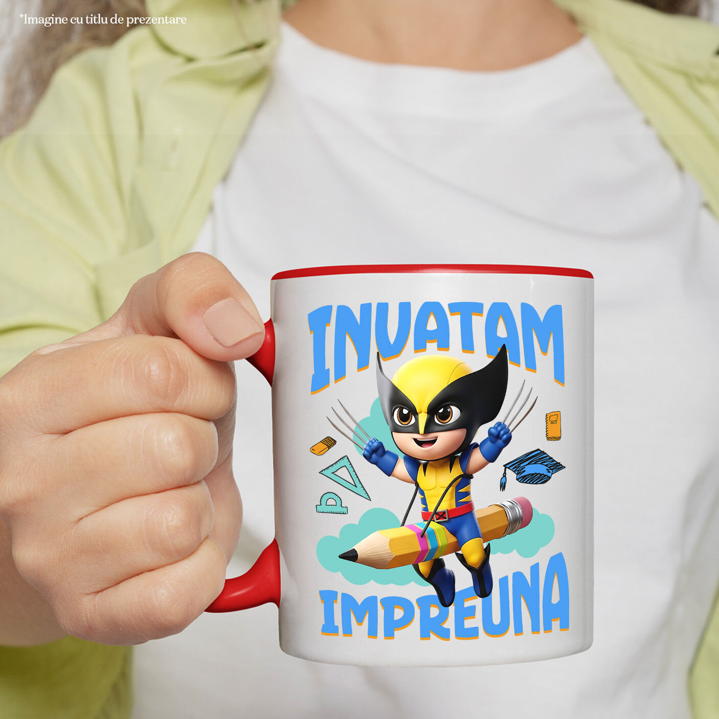 Cana Cu Wolverine – Invatare in Stil de Erou Ceramica, 330ML, cu Maner Rosu [1]