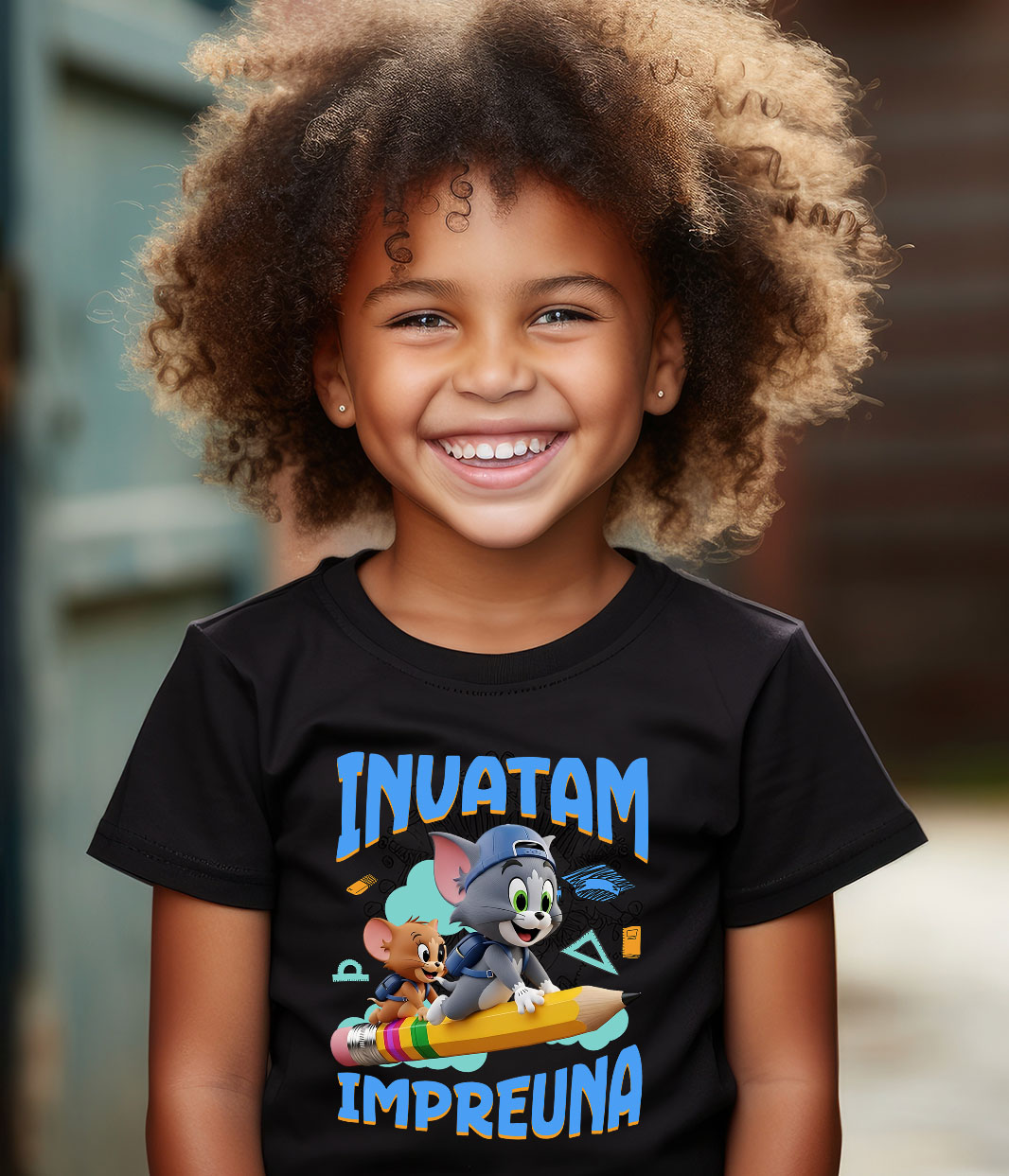Tricou Copii cu Tom and Jerry – Invata prin Joaca 100% Bumbac, Negru, 10 Ani [3]