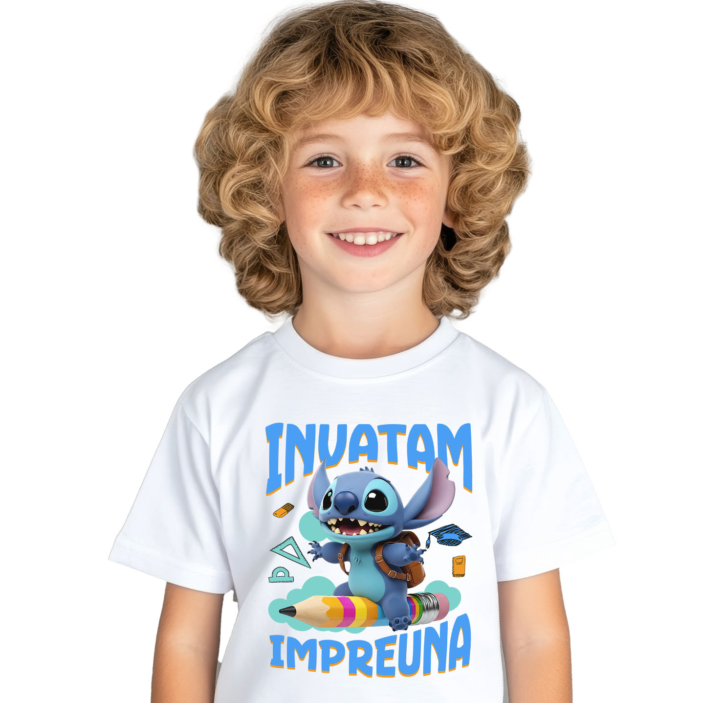 Tricou Copii cu Stitch – Aventuri Amuzante de Invatare 100% Bumbac, Alb, 12 Ani [1]