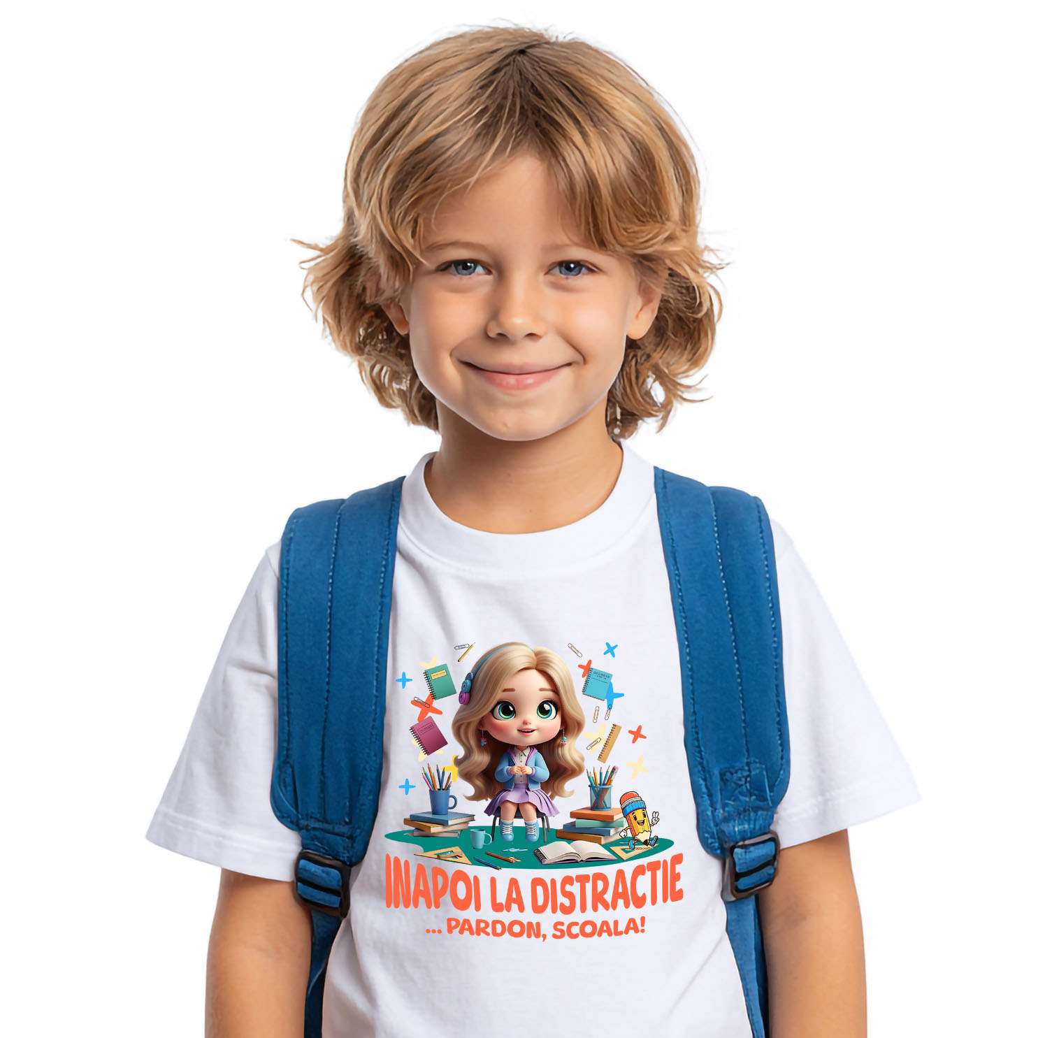 Tricou Copii cu Barbie – Inceput De Scoala Vesel 100% Bumbac, Alb, 10 Ani [1]