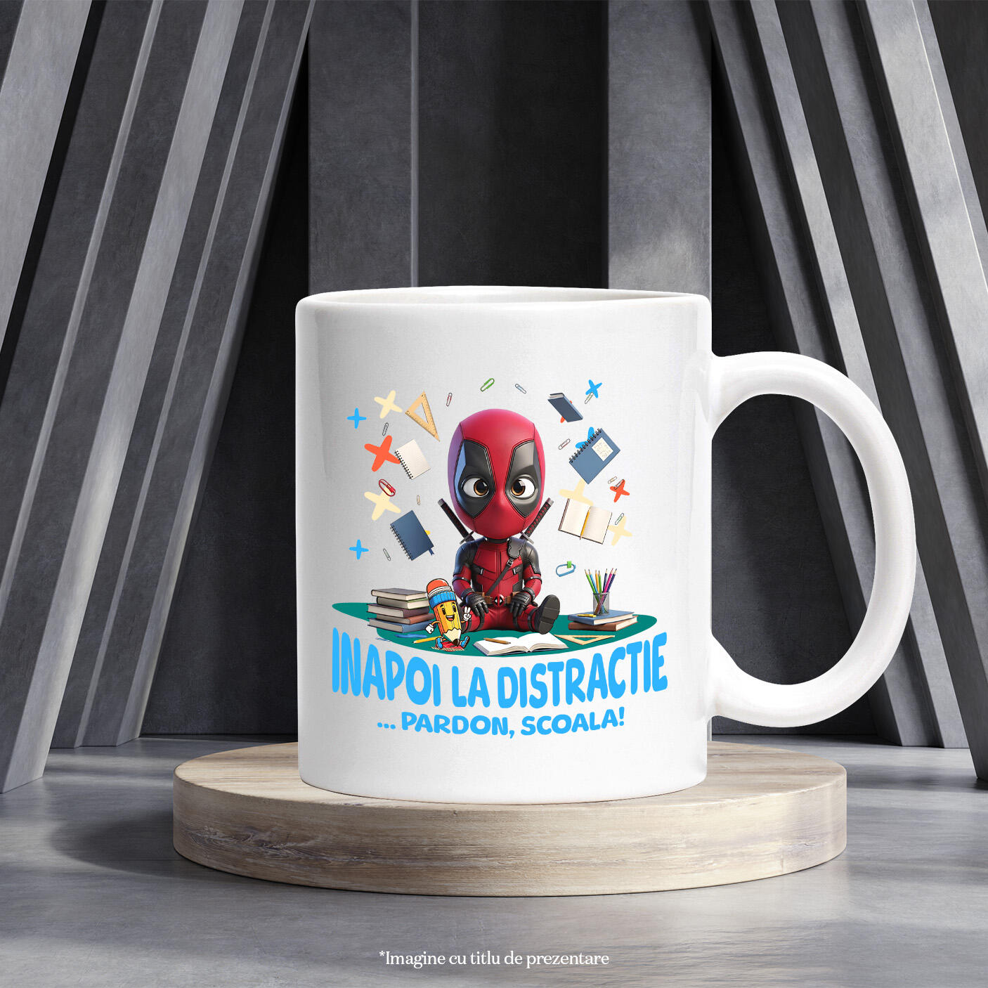 Cana Cu 1. Deadpool – Primii Pasi In Scoala Ceramica, 330ML, cu Maner Alb [2]