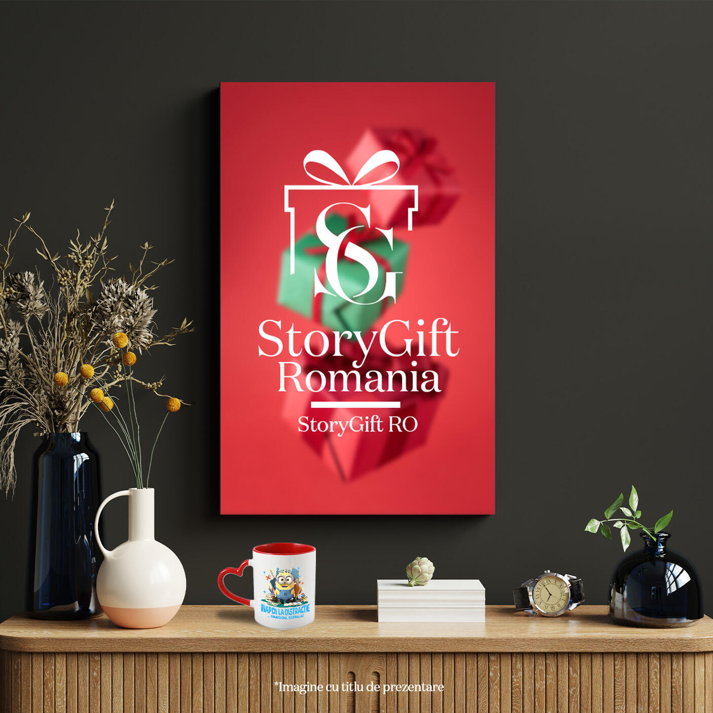 Cana Cu Cu Minions, Invatarea E Haiosa Ceramica, 330ML, cu Maner Inima Rosie [3]